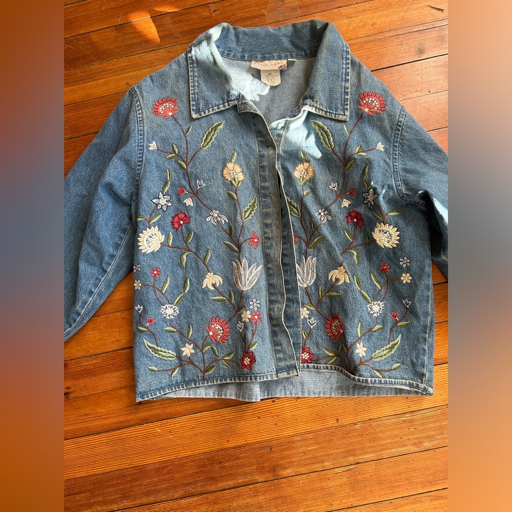 Embroidered Floral Jean Jacket